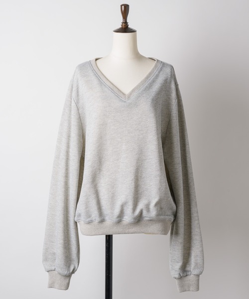 トレーナー スウェット loose v-neck sweatshirt / ルーズVネックスウェットシャツ レディース loose v-neck sweatshirt / ルーズVネックスウェットシャツ