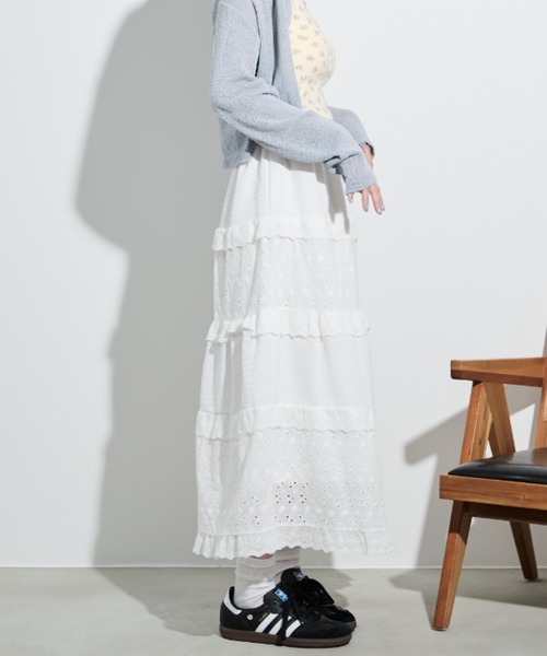 paravion（パラビオン）の「コットンライクレースティアードスカート（スカート・レディース・ホワイト・FREE）」の9枚目の写真