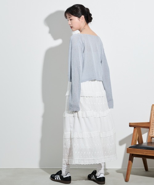 paravion（パラビオン）の「コットンライクレースティアードスカート（スカート・レディース・ホワイト・FREE）」の7枚目の写真