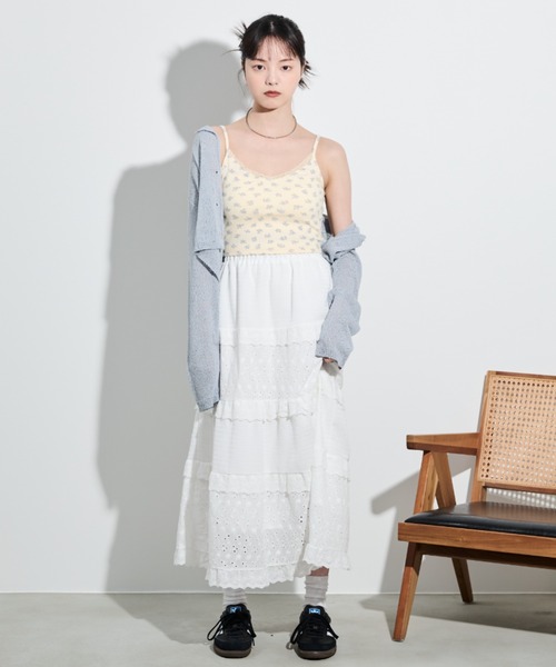 paravion（パラビオン）の「コットンライクレースティアードスカート（スカート・レディース・ホワイト・FREE）」の8枚目の写真