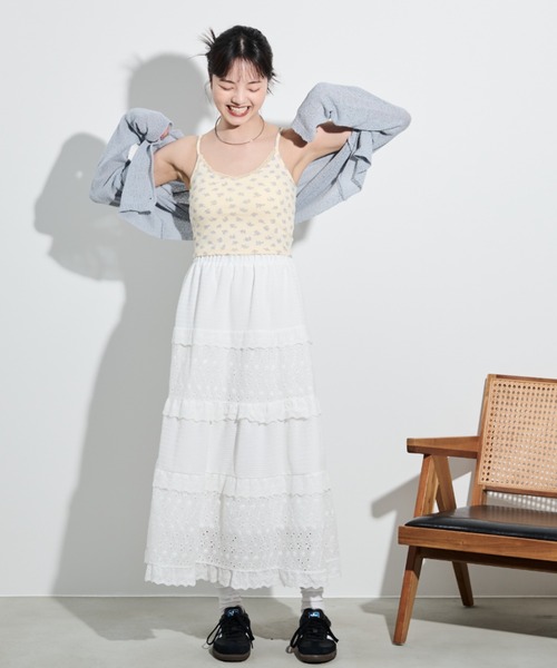 paravion（パラビオン）の「コットンライクレースティアードスカート（スカート・レディース・ホワイト・FREE）」の12枚目の写真