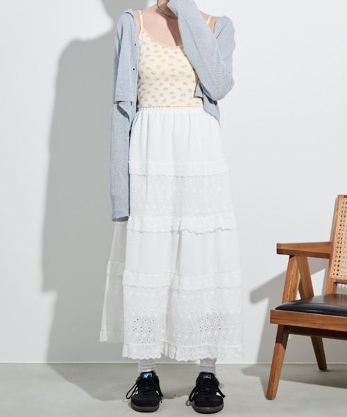 paravion（パラビオン）の「コットンライクレースティアードスカート（スカート・レディース・ホワイト・FREE）」の13枚目の写真