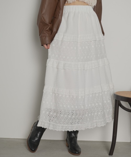 paravion（パラビオン）の「コットンライクレースティアードスカート（スカート・レディース・ホワイト・FREE）」の21枚目の写真