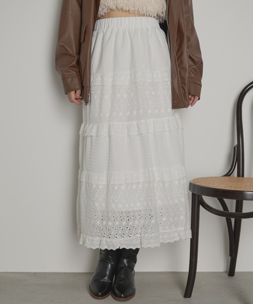 paravion（パラビオン）の「コットンライクレースティアードスカート（スカート・レディース・ホワイト・FREE）」の22枚目の写真