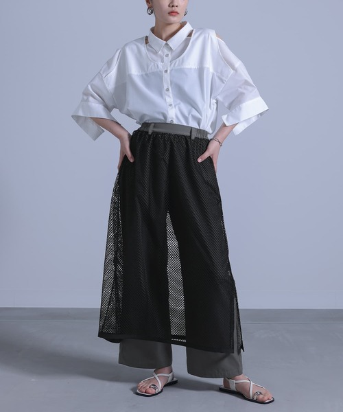 kOhAKU(コハク)の「『メッシュレイヤードパンツ』(その他パンツ・レディース・ブラック/グレー・1/2)」の13枚目の写真