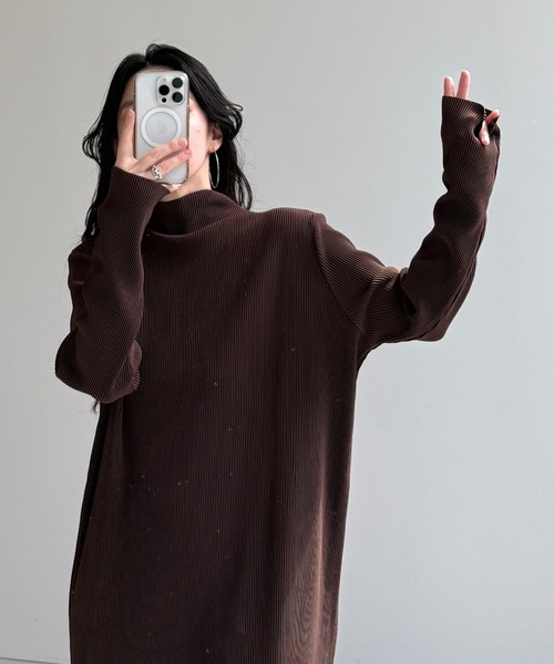 【新品】2021SS★GRIS Back Pleats One Piece /M セール】【セルフカット可能】daily daily super stretch pleats one