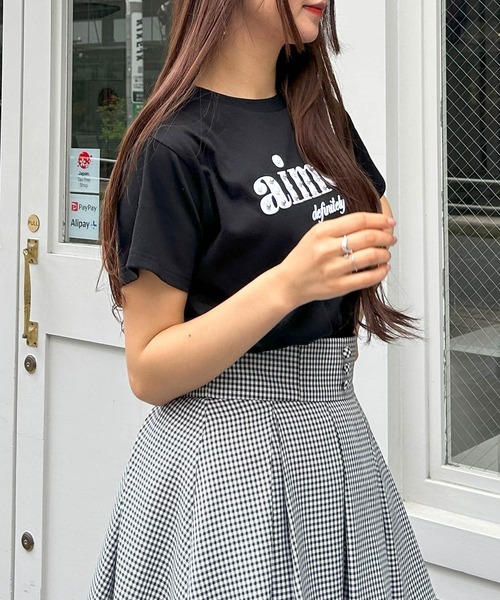INGNI(イング)の「パール付フロッキーロゴTシャツ(Tシャツ/カットソー・レディース・ホワイト×ブラック/ライトピンク/ブラック・M)」の16枚目の写真