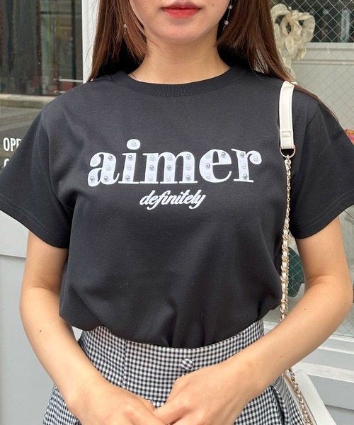 INGNI(イング)の「パール付フロッキーロゴTシャツ(Tシャツ/カットソー・レディース・ホワイト×ブラック/ライトピンク/ブラック・M)」の11枚目の写真