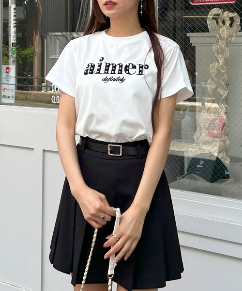 INGNI(イング)の「パール付フロッキーロゴTシャツ(Tシャツ/カットソー・レディース・ホワイト×ブラック/ライトピンク/ブラック・M)」の21枚目の写真