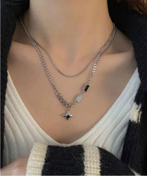 セール】2連 シルバー ＆ ゴールド チェーン ネックレス