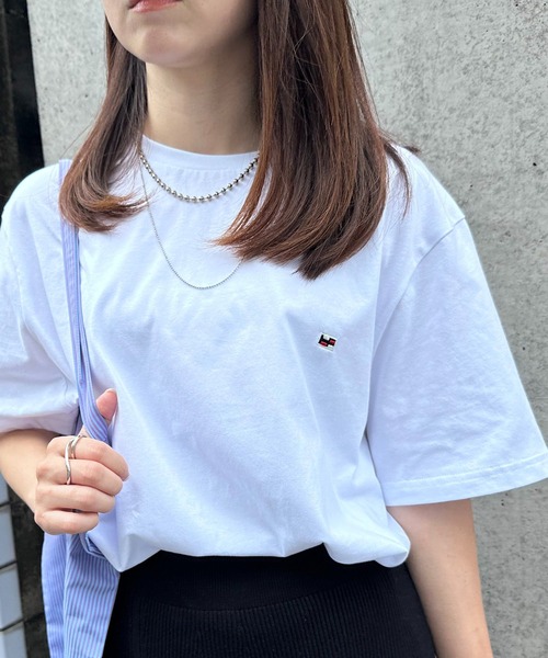 SETUP7(セットアップセブン)の「【H by Figer】フラッグミニロゴ半袖Tシャツ(Tシャツ/カットソー・レディース・ホワイト/ネイビー/ブラック/グレー・S/M/L/XL)」の6枚目の写真