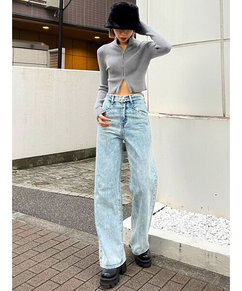 EMODA(エモダ)の「ベルトフリンジジャストウエストジーンズ(デニムパンツ・レディース・インディゴブルー/ライトブルー/グレー・SMALL/MEDIUM)」の7枚目の写真