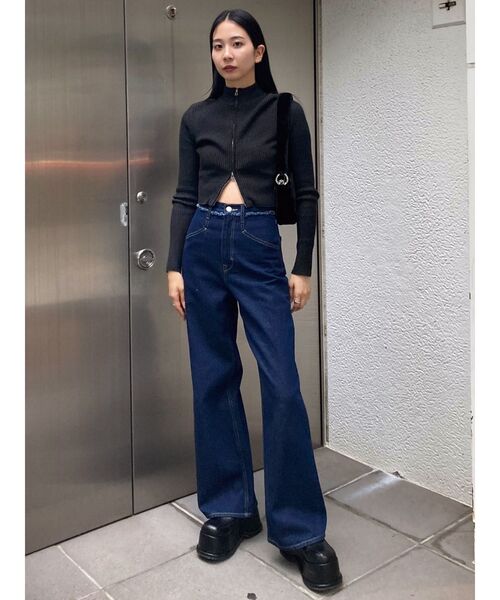 EMODA(エモダ)の「ベルトフリンジジャストウエストジーンズ(デニムパンツ・レディース・インディゴブルー/ライトブルー/グレー・SMALL/MEDIUM)」の9枚目の写真