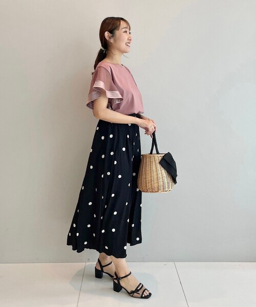 couture brooch（クチュールブローチ）の「◆【品よくレディな雰囲気に】ポルカドットフレアースカート（スカート・レディース・ホワイト系3/ブラック系・36/38/40/42）」の15枚目の写真