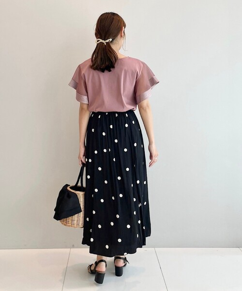 couture brooch（クチュールブローチ）の「◆【品よくレディな雰囲気に】ポルカドットフレアースカート（スカート・レディース・ホワイト系3/ブラック系・36/38/40/42）」の16枚目の写真