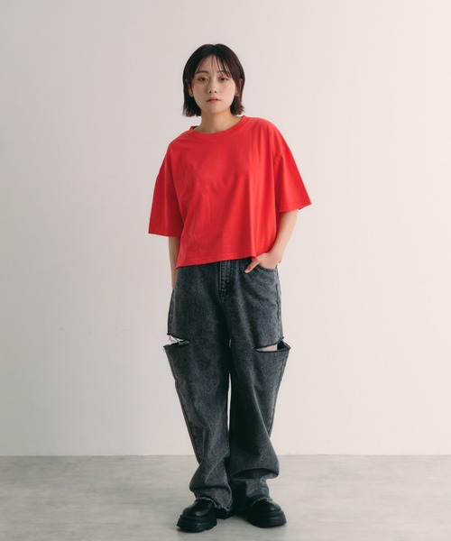 IROHANI（イロハニ）の「サイドカットワイドデニム（デニムパンツ・レディース・ブルー/ブラック/ライトブルー・FREE）」の5枚目の写真