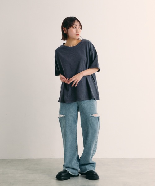IROHANI（イロハニ）の「サイドカットワイドデニム（デニムパンツ・レディース・ブルー/ブラック/ライトブルー・FREE）」の12枚目の写真