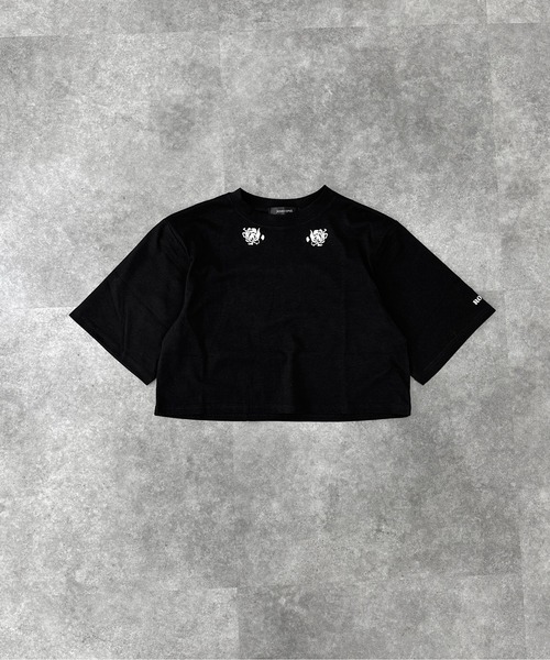 jiasecond.(ジアセカンド)の「【jiasecond.】トライバルダブルローズクロップドTシャツ / トップス カットソー Tシャツ 半袖 プリント プリントT ショート バラ ローズ 薔薇 クロップド コンパクト ワンポイントブラック ホワイト ZOZOTOWN限定(Tシャツ/カットソー・レディース・ホワイト/ブラック・FREE)」の22枚目の写真
