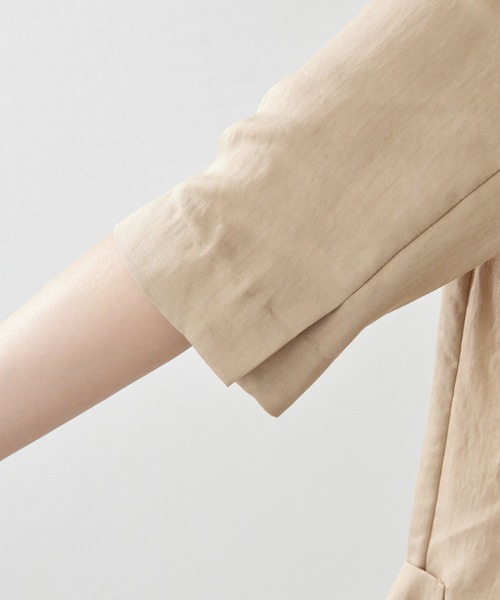 セール】ツイルハーフスリーブジャケット（ノーカラージャケット