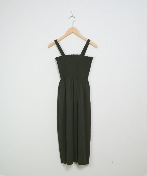 shopnikoniko（ショップニコニコ）の「キャミワンピース ロング フレア フリル シャーリング（ワンピース・レディース・ブラック・フリー）」の10枚目の写真