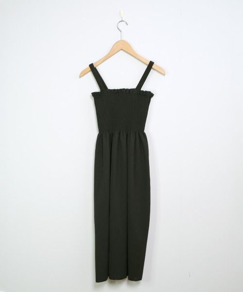 shopnikoniko（ショップニコニコ）の「キャミワンピース ロング フレア フリル シャーリング（ワンピース・レディース・ブラック・フリー）」の12枚目の写真