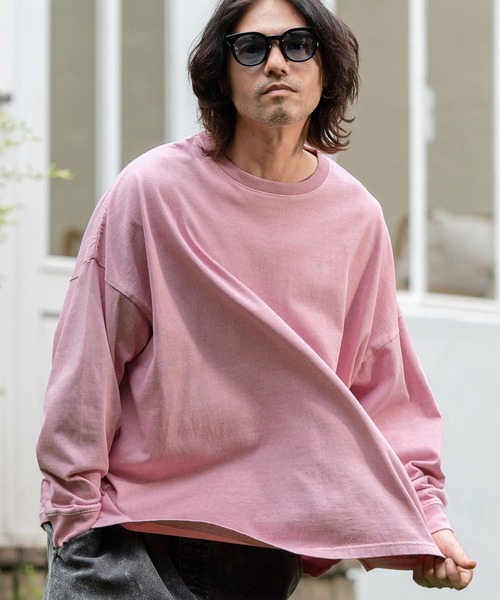 CAMBIO(カンビオ)の「mlt4802-9oz Cotton Pigment Long Sleeve Cut sew ロングスリーブTシャツ(Tシャツ/カットソー・メンズ・ブラック/スモークピンク/ホワイト・S/M/L)」の3枚目の写真