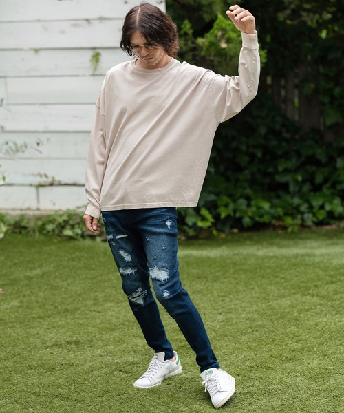 CAMBIO(カンビオ)の「mlt4802-9oz Cotton Pigment Long Sleeve Cut sew ロングスリーブTシャツ(Tシャツ/カットソー・メンズ・ブラック/スモークピンク/ホワイト・S/M/L)」の22枚目の写真