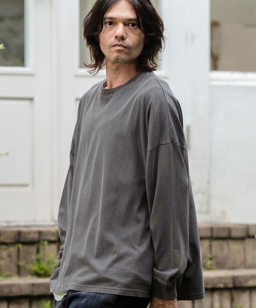 CAMBIO(カンビオ)の「mlt4802-9oz Cotton Pigment Long Sleeve Cut sew ロングスリーブTシャツ(Tシャツ/カットソー・メンズ・ブラック/スモークピンク/ホワイト・S/M/L)」の21枚目の写真