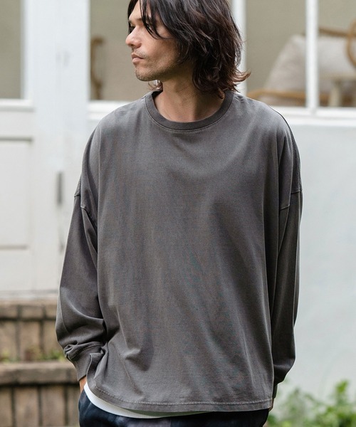CAMBIO(カンビオ)の「mlt4802-9oz Cotton Pigment Long Sleeve Cut sew ロングスリーブTシャツ(Tシャツ/カットソー・メンズ・ブラック/スモークピンク/ホワイト・S/M/L)」の20枚目の写真