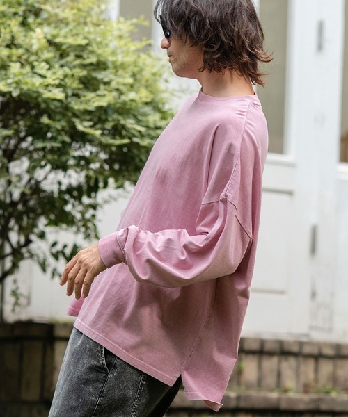 CAMBIO(カンビオ)の「mlt4802-9oz Cotton Pigment Long Sleeve Cut sew ロングスリーブTシャツ(Tシャツ/カットソー・メンズ・ブラック/スモークピンク/ホワイト・S/M/L)」の15枚目の写真