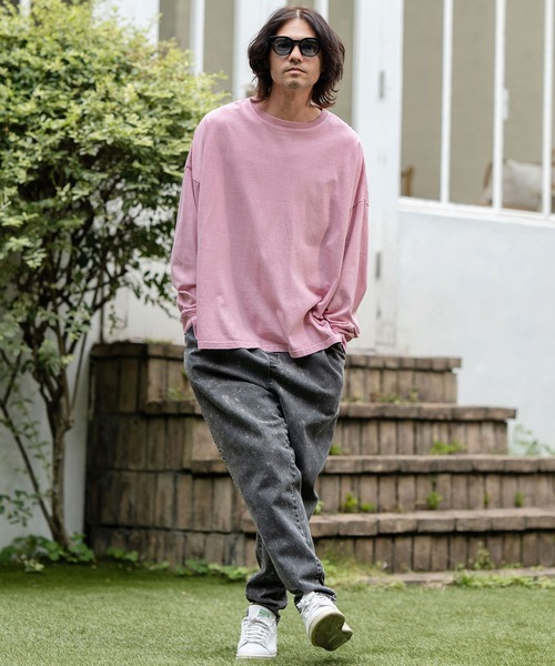 CAMBIO(カンビオ)の「mlt4802-9oz Cotton Pigment Long Sleeve Cut sew ロングスリーブTシャツ(Tシャツ/カットソー・メンズ・ブラック/スモークピンク/ホワイト・S/M/L)」の14枚目の写真