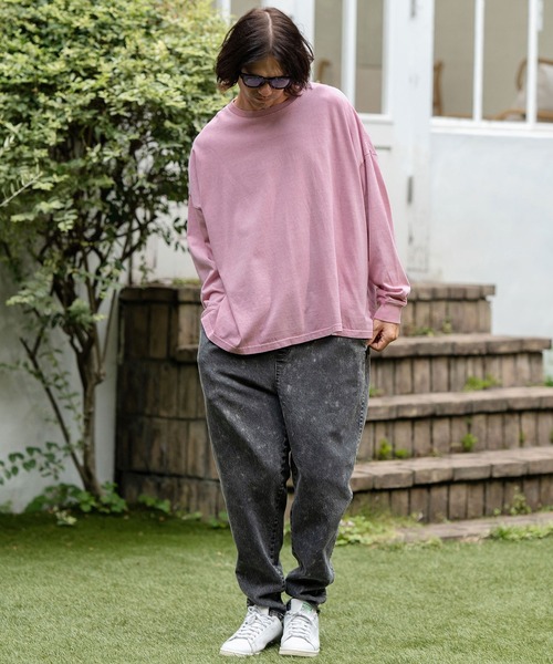 CAMBIO(カンビオ)の「mlt4802-9oz Cotton Pigment Long Sleeve Cut sew ロングスリーブTシャツ(Tシャツ/カットソー・メンズ・ブラック/スモークピンク/ホワイト・S/M/L)」の13枚目の写真