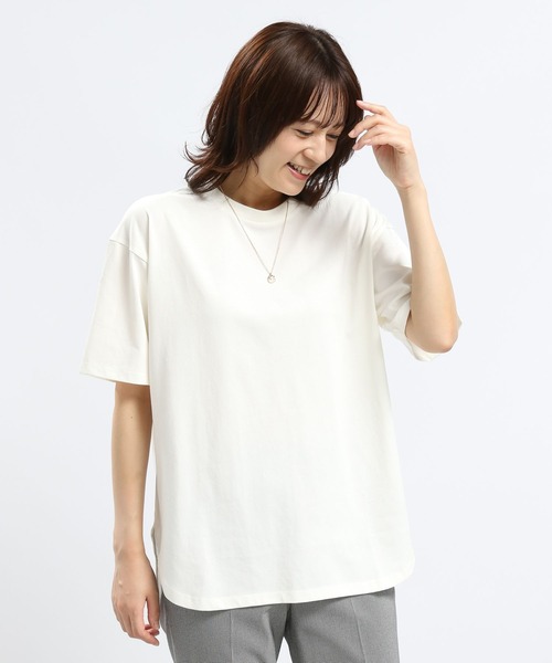 GLOBAL WORK Smile Seed Store(グローバルワーク スマイルシードストア)の「冷感裾ラウンドTシャツ/122032(Tシャツ/カットソー・レディース・グレー系その他/ブラック/ホワイト×ブラック/オフホワイト・X-LARGE/LARGE/MEDIUM/SMALL)」の2枚目の写真