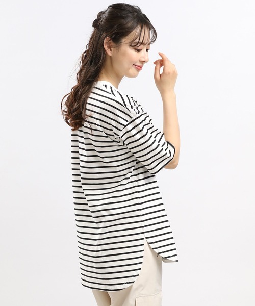 GLOBAL WORK Smile Seed Store(グローバルワーク スマイルシードストア)の「冷感裾ラウンドTシャツ/122032(Tシャツ/カットソー・レディース・グレー系その他/ブラック/ホワイト×ブラック/オフホワイト・X-LARGE/LARGE/MEDIUM/SMALL)」の20枚目の写真