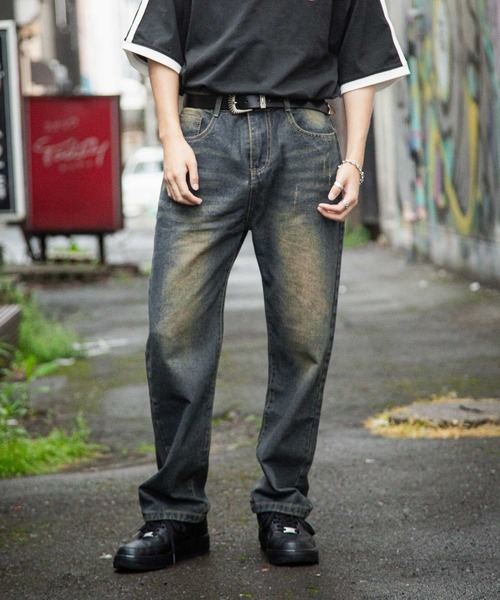 ZIP FIVE(ジップファイブ)の「【ZIP FIVE】ケミカル ヴィンテージ ワイド ルーズ ハイウエスト デニム パンツ / ダメージ加工(デニムパンツ・メンズ・ネイビー・MEDIUM/SMALL/X-LARGE/LARGE)」の8枚目の写真