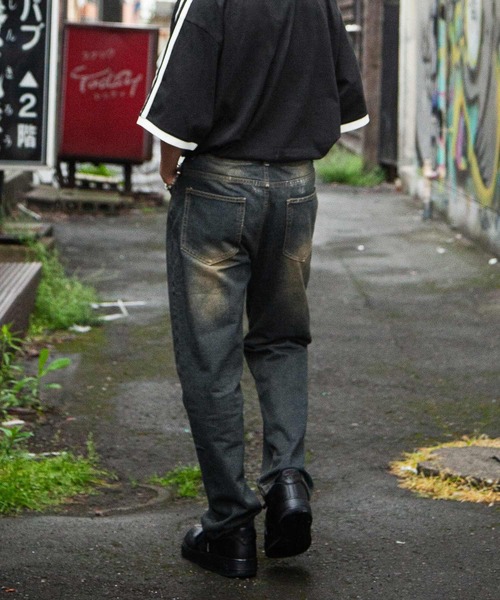 ZIP FIVE(ジップファイブ)の「【ZIP FIVE】ケミカル ヴィンテージ ワイド ルーズ ハイウエスト デニム パンツ / ダメージ加工(デニムパンツ・メンズ・ネイビー・MEDIUM/SMALL/X-LARGE/LARGE)」の7枚目の写真