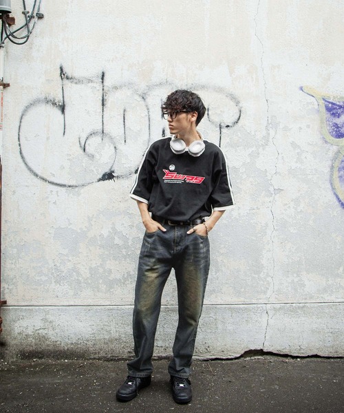 ZIP FIVE(ジップファイブ)の「【ZIP FIVE】ケミカル ヴィンテージ ワイド ルーズ ハイウエスト デニム パンツ / ダメージ加工(デニムパンツ・メンズ・ネイビー・MEDIUM/SMALL/X-LARGE/LARGE)」の19枚目の写真