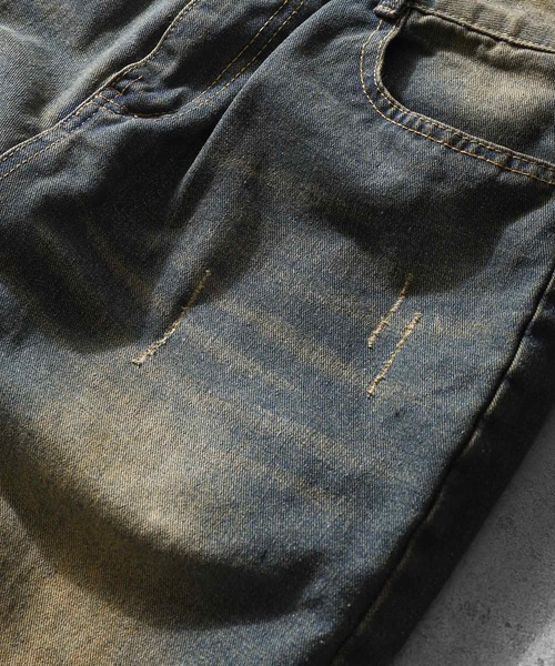 ZIP FIVE(ジップファイブ)の「【ZIP FIVE】ケミカル ヴィンテージ ワイド ルーズ ハイウエスト デニム パンツ / ダメージ加工(デニムパンツ・メンズ・ネイビー・MEDIUM/SMALL/X-LARGE/LARGE)」の14枚目の写真