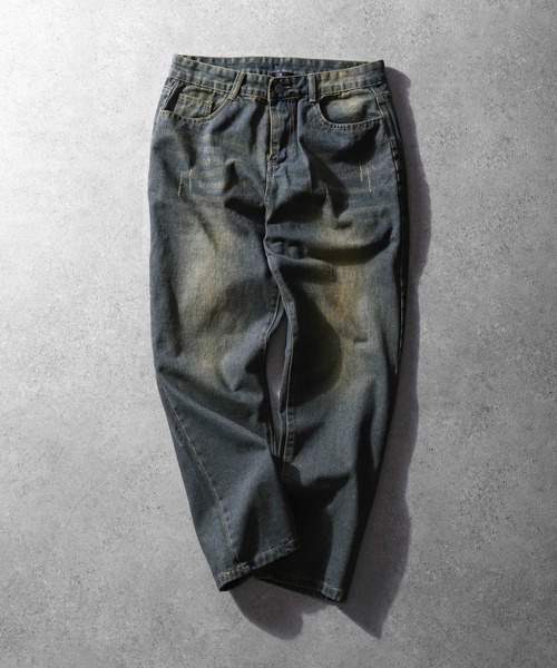 ZIP FIVE(ジップファイブ)の「【ZIP FIVE】ケミカル ヴィンテージ ワイド ルーズ ハイウエスト デニム パンツ / ダメージ加工(デニムパンツ・メンズ・ネイビー・MEDIUM/SMALL/X-LARGE/LARGE)」の9枚目の写真