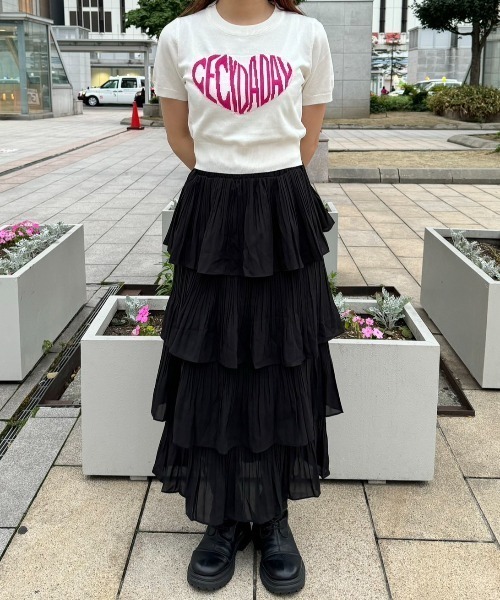 .KOM（ドットコム）の「A'GEM/9 × .kom 『.KOM/ドットケーオーエム』 フリルロングスカート（スカート・レディース・ブラック/ホワイト・FREE）」の11枚目の写真