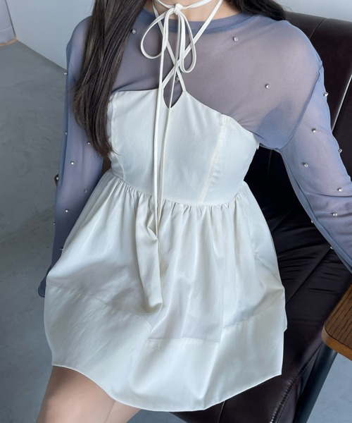 MERLOT(メルロー)の「マルチwayリボンチュニック(チュニック・レディース・グレー/アイボリー・FREE)」の1枚目の写真