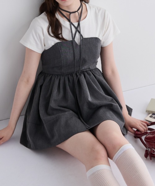 MERLOT(メルロー)の「マルチwayリボンチュニック(チュニック・レディース・グレー/アイボリー・FREE)」の20枚目の写真