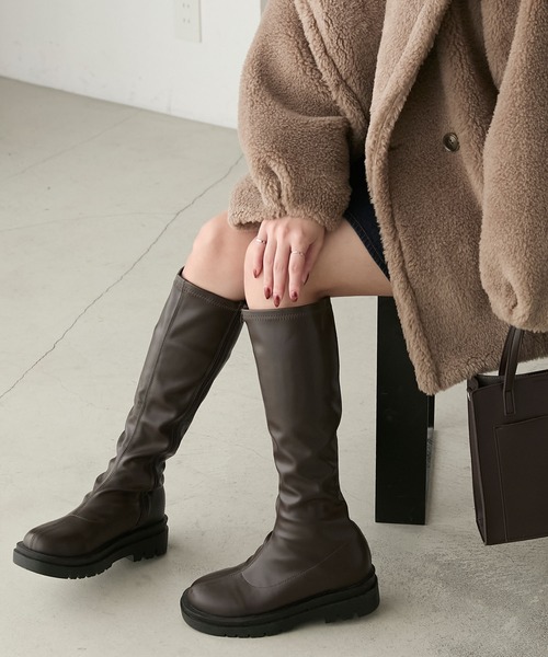 BONLECILL（ボンルシール）の「インヒールストレッチロングブーツ（ブーツ・レディース・ブラウン/ブラック・XL/L/M/S）」の8枚目の写真