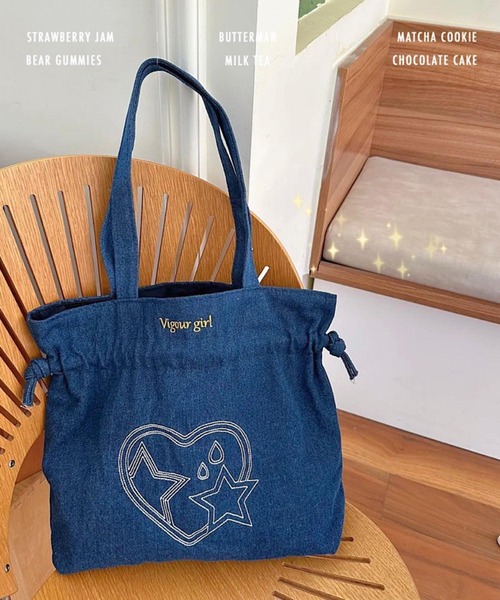 Mignonjour/デニム巾着トートバッグ M2499（トートバッグ 