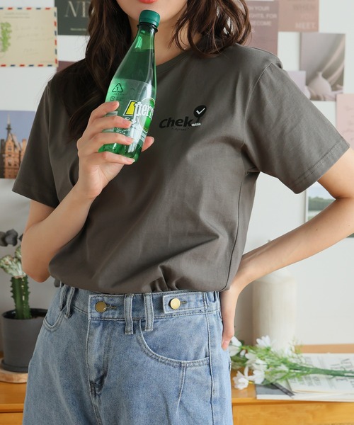 Girly Doll(ガーリードール)の「オリジナルデザインプリントTシャツ(Tシャツ/カットソー・レディース・ピンク/ベージュ/ダークグレー・F)」の5枚目の写真