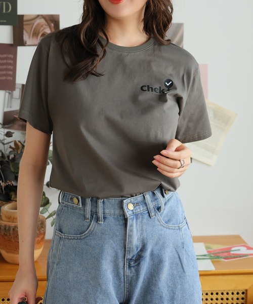 Girly Doll(ガーリードール)の「オリジナルデザインプリントTシャツ(Tシャツ/カットソー・レディース・ピンク/ベージュ/ダークグレー・F)」の6枚目の写真