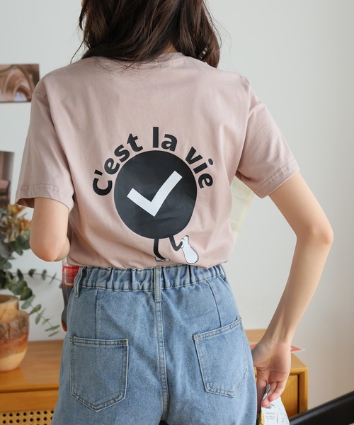Girly Doll(ガーリードール)の「オリジナルデザインプリントTシャツ(Tシャツ/カットソー・レディース・ピンク/ベージュ/ダークグレー・F)」の12枚目の写真