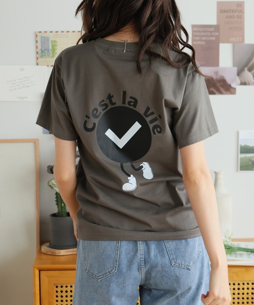 Girly Doll(ガーリードール)の「オリジナルデザインプリントTシャツ(Tシャツ/カットソー・レディース・ピンク/ベージュ/ダークグレー・F)」の18枚目の写真