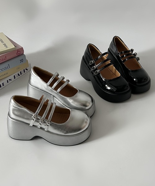 Shoes in Closet（シューズインクローゼット）の「【ZOZO CM 畑芽育さん着用アイテム】厚底 プラットフォーム トリプル ストラップ キャッチー メリージェーン 939（パンプス・レディース・ブラック/シルバー・M/S/LL/L）」の12枚目の写真