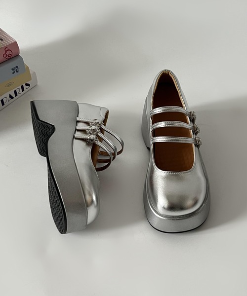 Shoes in Closet（シューズインクローゼット）の「【ZOZO CM 畑芽育さん着用アイテム】厚底 プラットフォーム トリプル ストラップ キャッチー メリージェーン 939（パンプス・レディース・ブラック/シルバー・M/S/LL/L）」の11枚目の写真